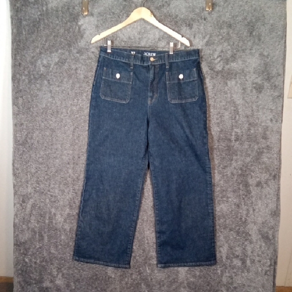 J.Crew Wide Leg Sailor Jean All Day Stetch Women 32 Cropped - Picture 1 of 11